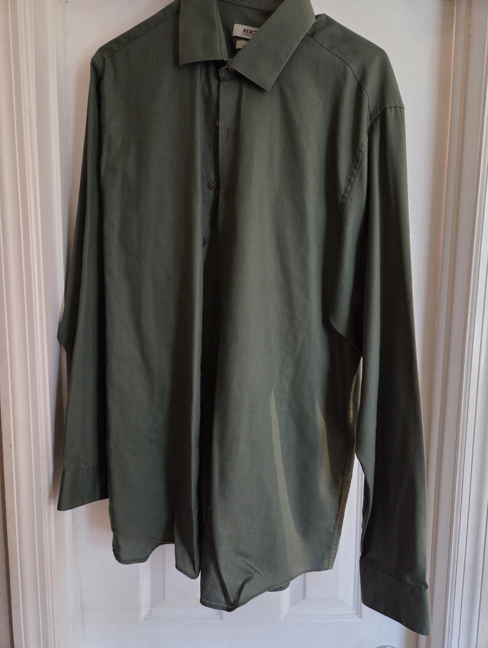 Reaction Kenneth Cole Olive Green Slim-Fit Dress Shirt